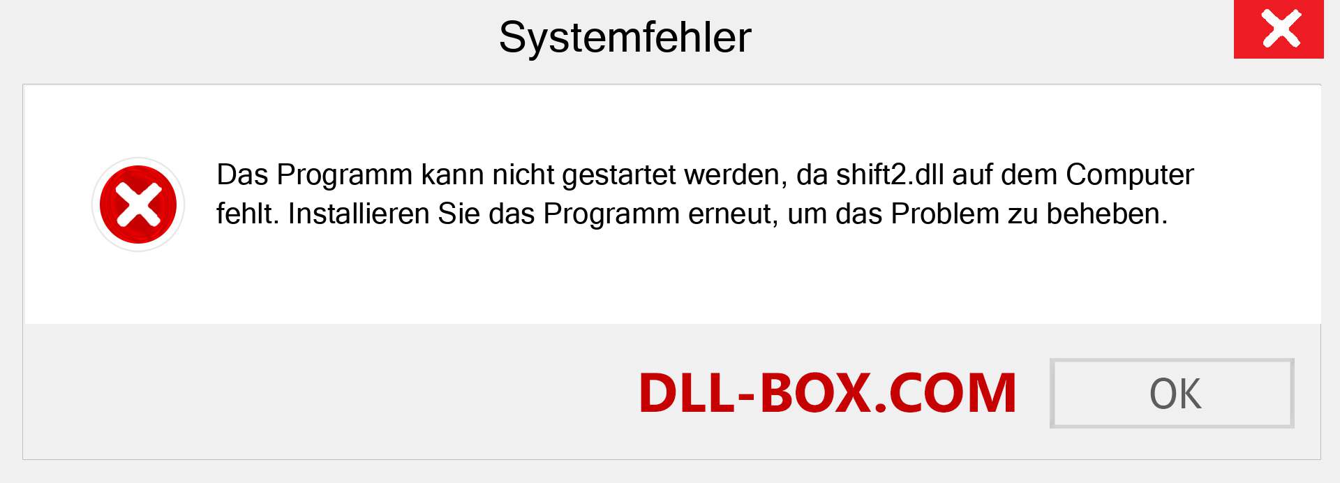 shift2.dll-Datei fehlt?. Download für Windows 7, 8, 10 - Fix shift2 dll Missing Error unter Windows, Fotos, Bildern