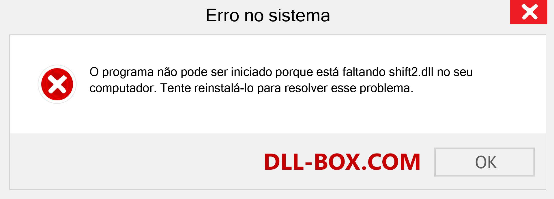 Arquivo shift2.dll ausente ?. Download para Windows 7, 8, 10 - Correção de erro ausente shift2 dll no Windows, fotos, imagens